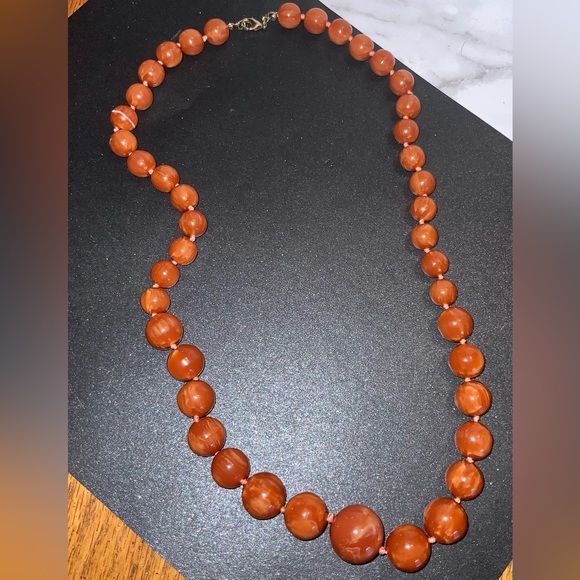 Vintage Chunky Orange Beaded Boho Necklace - Picture 3 of 8